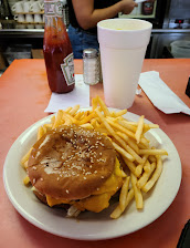 Goody Goody deluxe cheeseburger with all the toppings
